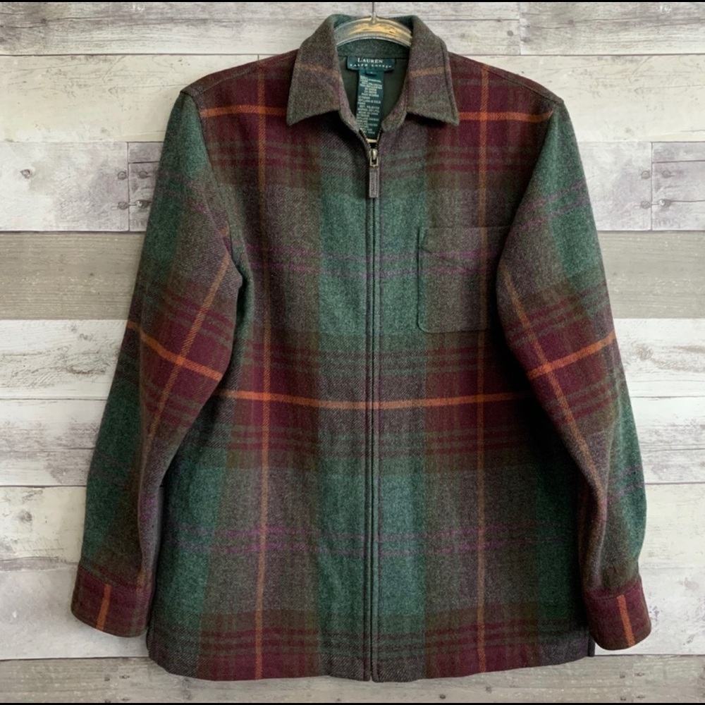 Ralph Lauren Plaid Lambswool Leather Jacket